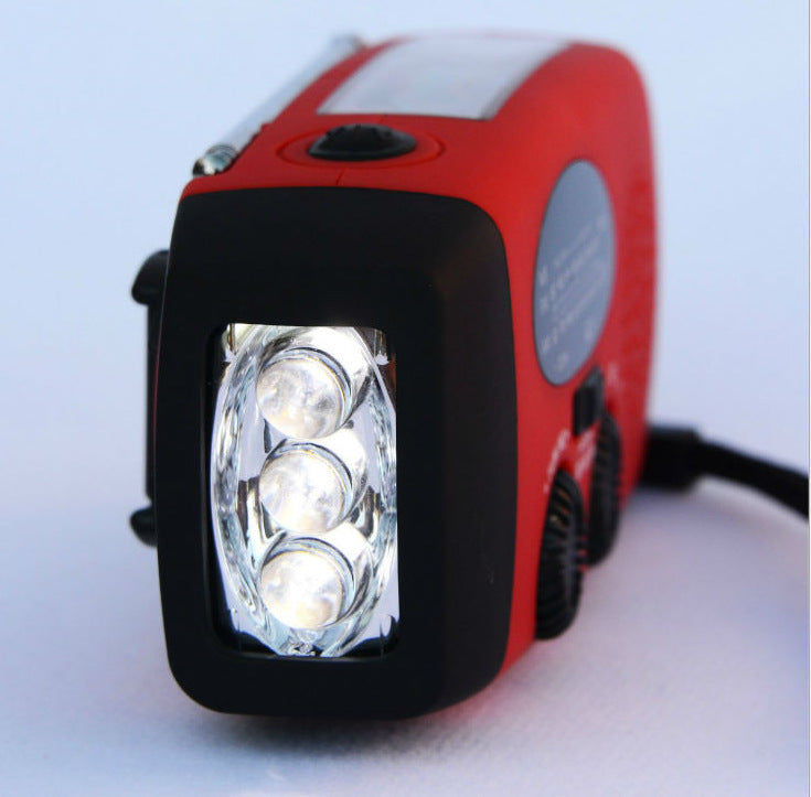 Rádio Solar com Lanterna e Manivela USB – Carregador de Emergência Portátil