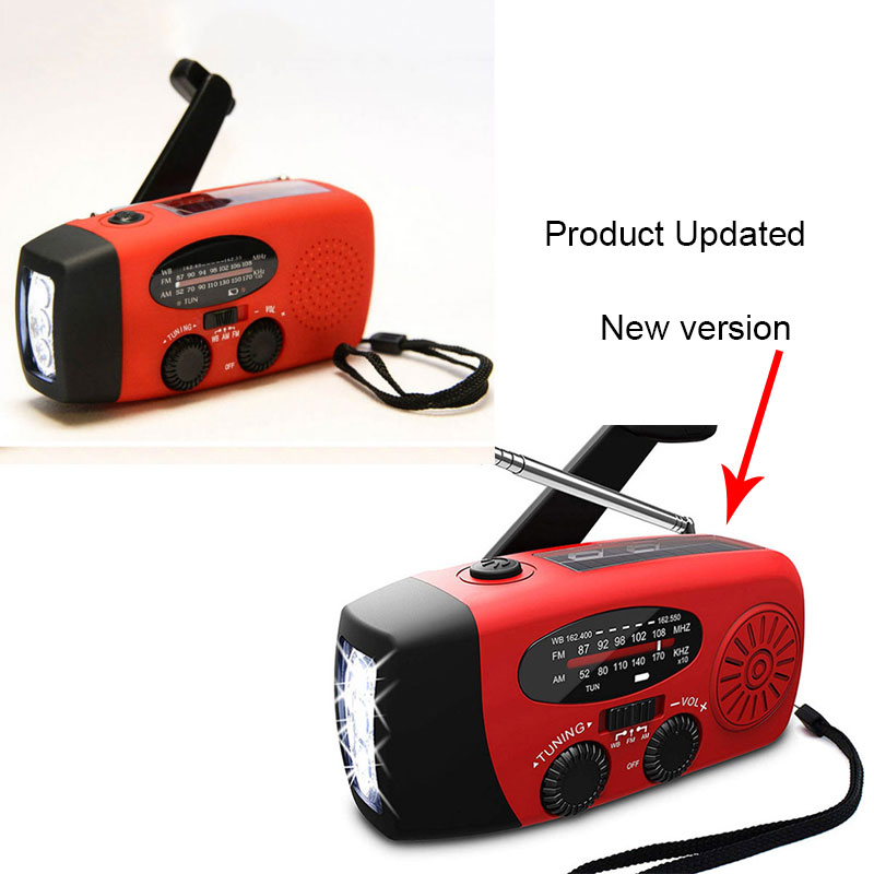 Rádio Solar com Lanterna e Manivela USB – Carregador de Emergência Portátil