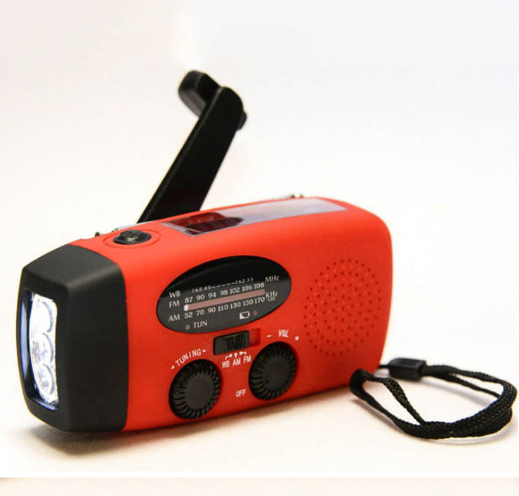 Rádio Solar com Lanterna e Manivela USB – Carregador de Emergência Portátil