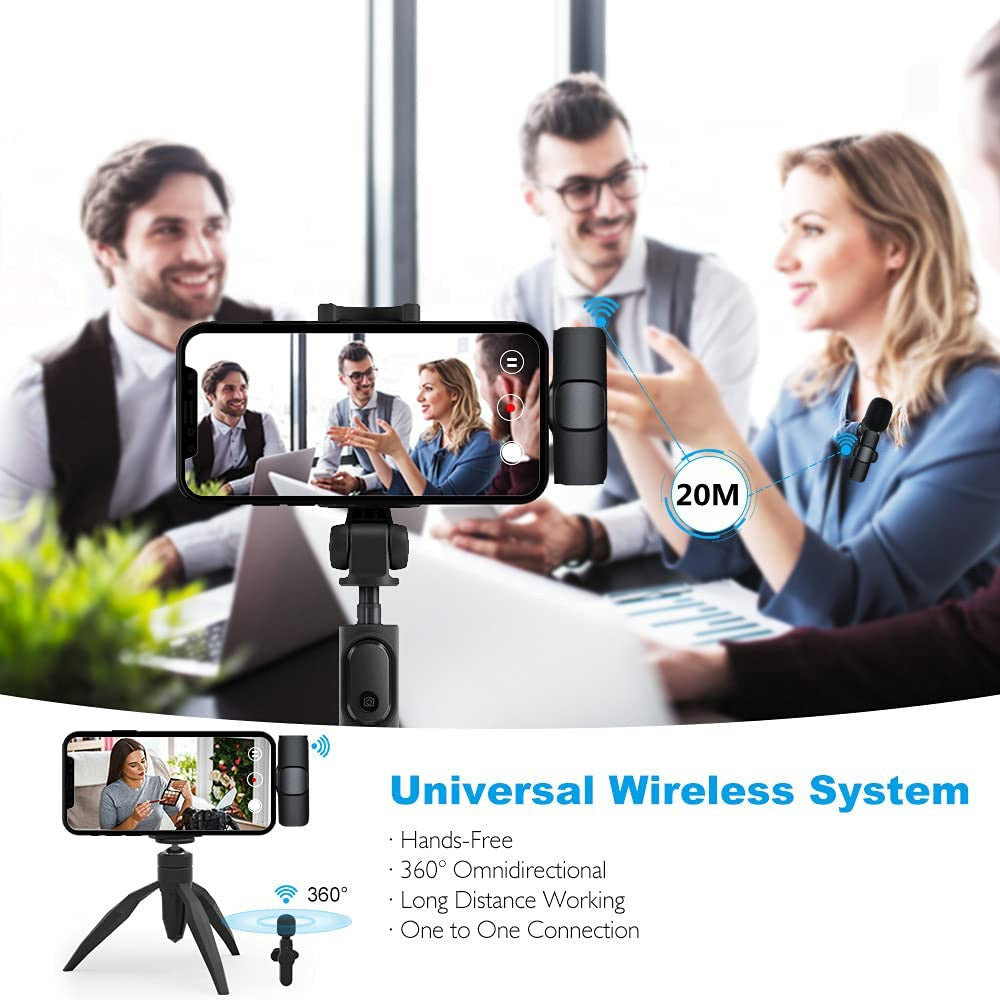 Microfone de Lapela Sem Fios para Telemóvel Smartphone
