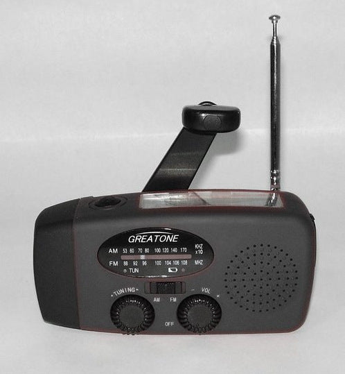 Rádio Solar com Lanterna e Manivela USB – Carregador de Emergência Portátil