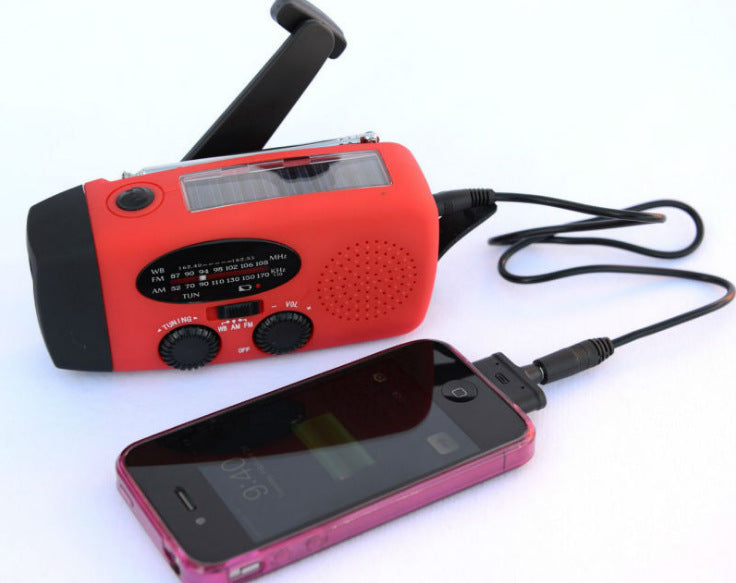 Rádio Solar com Lanterna e Manivela USB – Carregador de Emergência Portátil