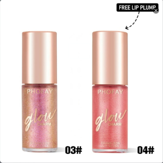 Brilho Labial PHOFAY Hidratante com Efeito Shimmer
