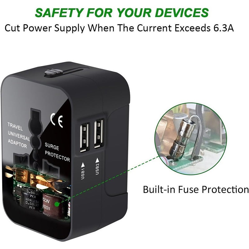 Adaptador Universal de Viagem com USB-C – Carregador Internacional para EUA, UE, UK e AUS