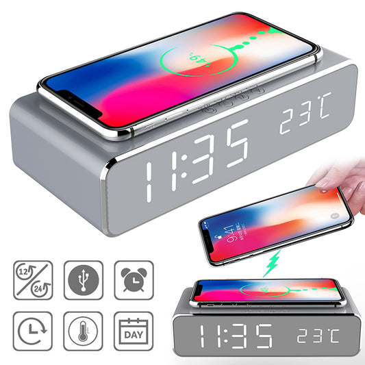 Relógio Digital LED com Carregamento Wireless