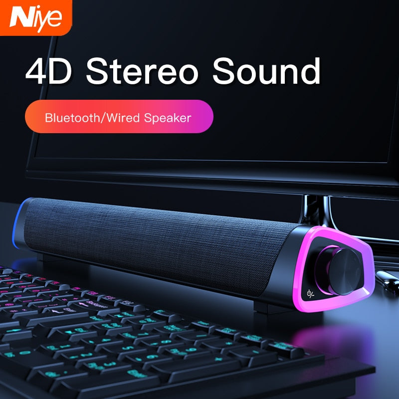 Barra de Som 4D Stereo para PC e Laptop – Coluna Bluetooth com Subwoofer