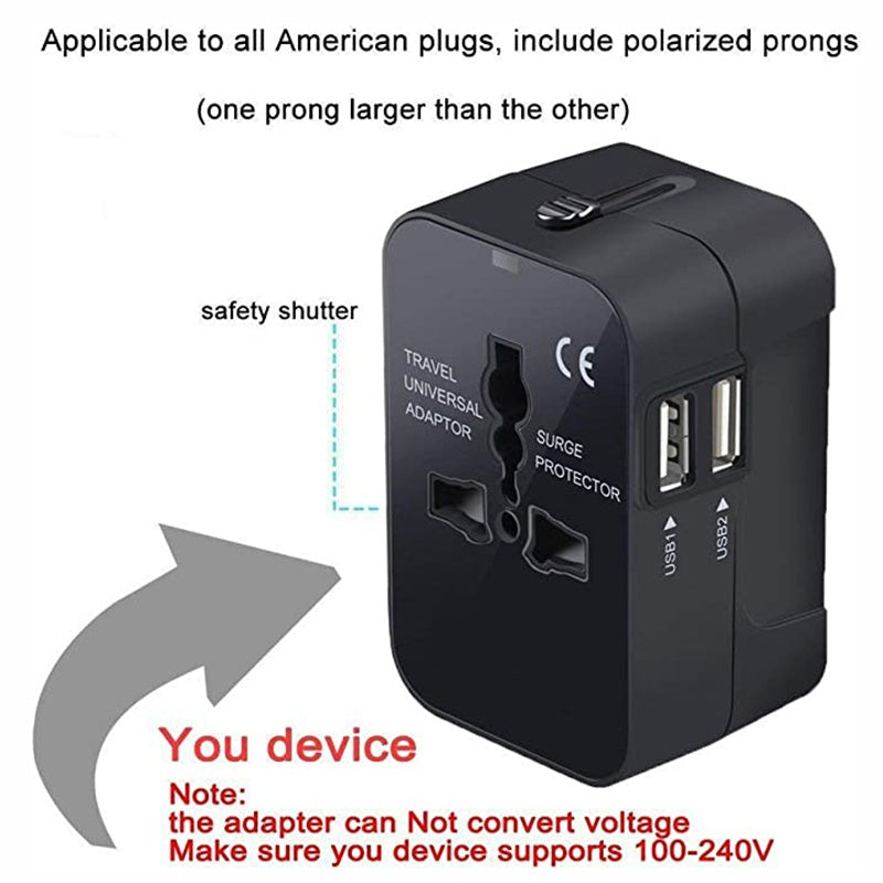 Adaptador Universal de Viagem com USB-C – Carregador Internacional para EUA, UE, UK e AUS
