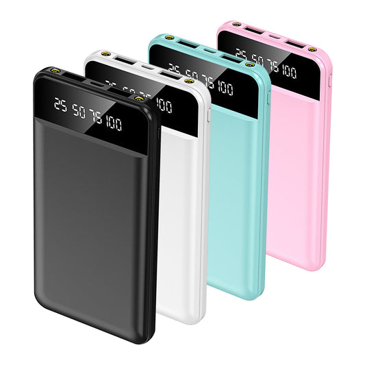 Power Bank 10000mAh Ultra Fino – Bateria Portátil com 2 USB e Lanterna LED