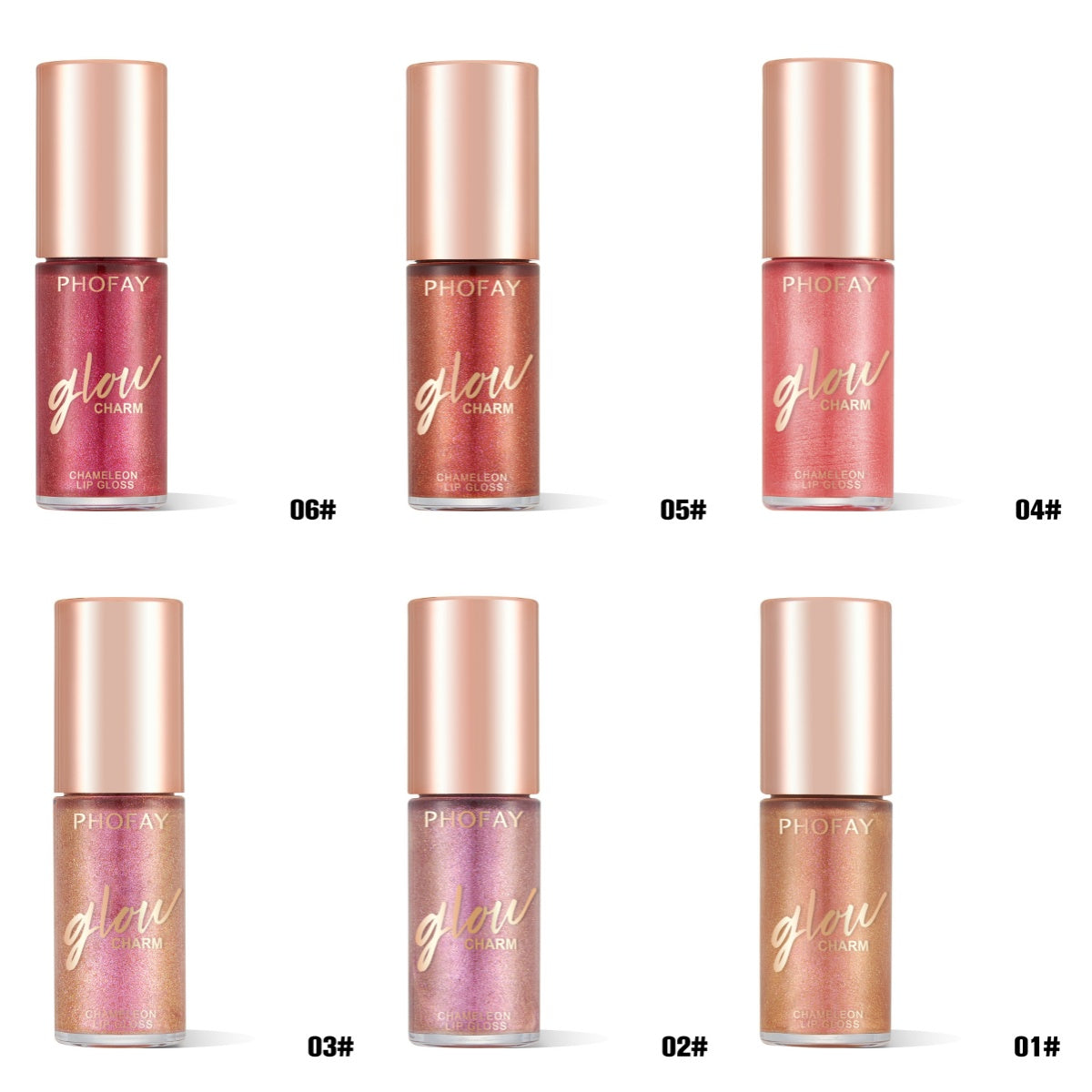 Brilho Labial PHOFAY Hidratante com Efeito Shimmer